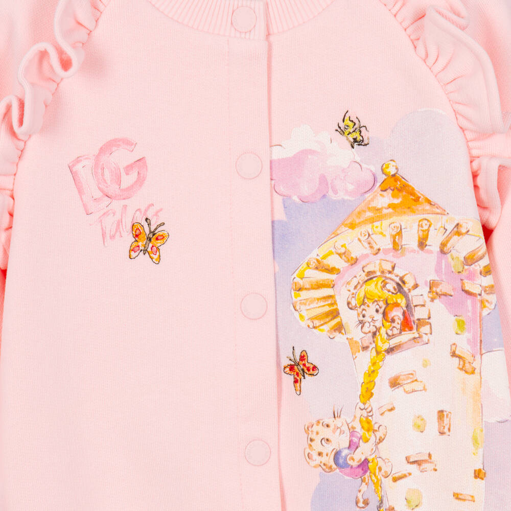 Dolce & Gabbana-Girls Pink Leopard DG Tales Cardigan | Childrensalon