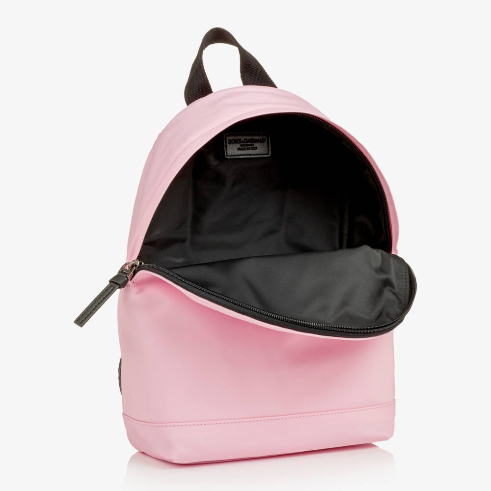 Dolce & Gabbana-Girls Pink Nylon Backpack with DG Logo (31cm) | Childrensalon