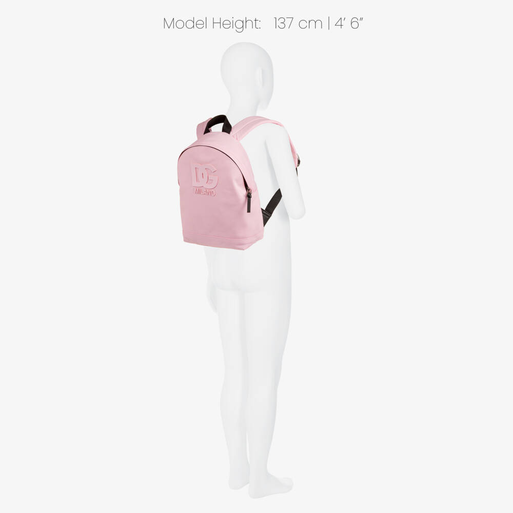 Dolce & Gabbana-Girls Pink Nylon Backpack with DG Logo (31cm) | Childrensalon