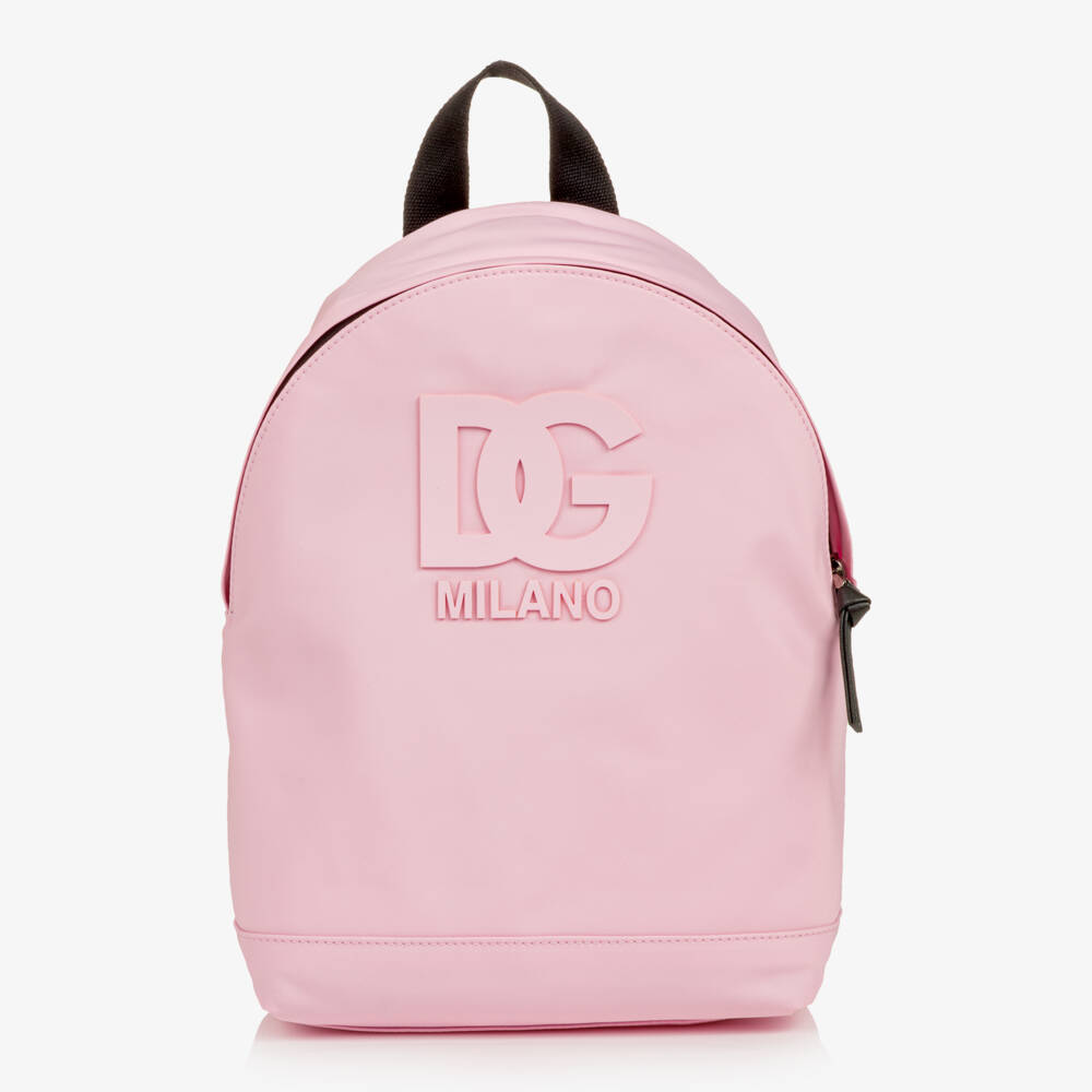 Dolce & Gabbana-Girls Pink Nylon Backpack with DG Logo (31cm) | Childrensalon