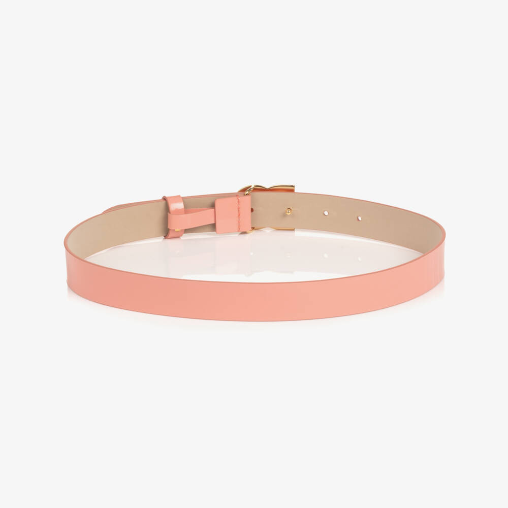 Dolce & Gabbana-Girls Pink Patent Leather & Gold DG Buckle Belt | Childrensalon
