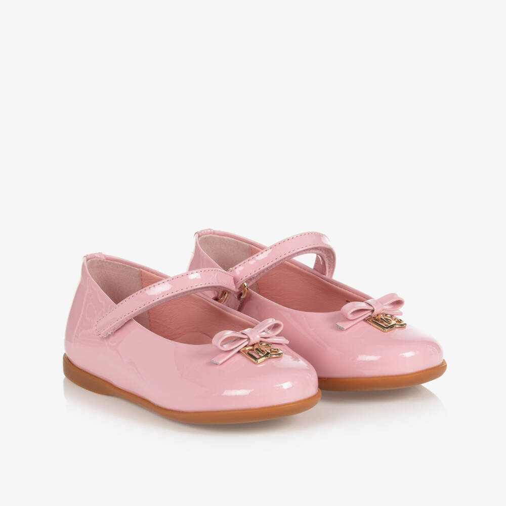 Dolce & Gabbana-حذاء أطفال بناتي جلد لامع لون زهري | Childrensalon