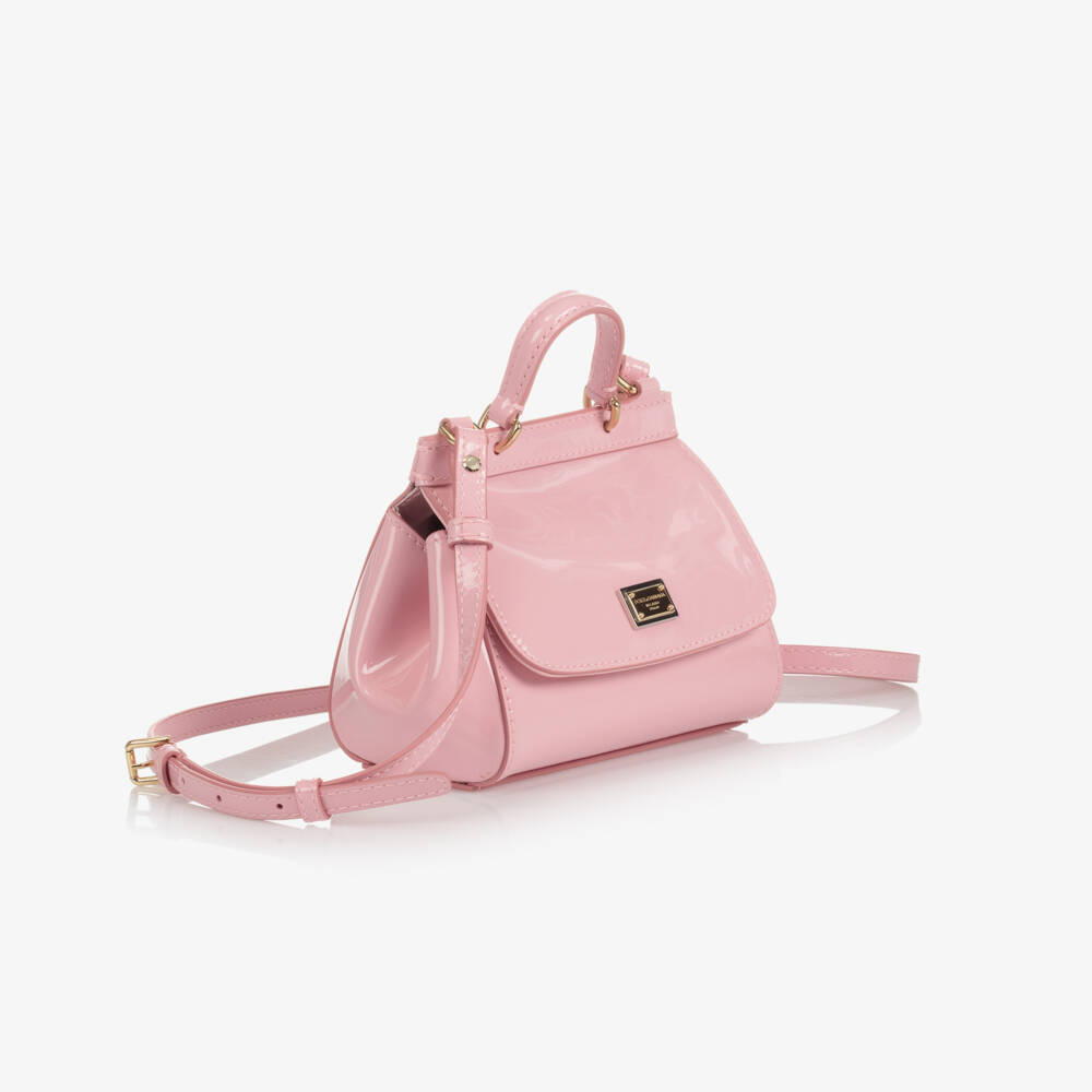 Dolce & Gabbana-Girls Pink Patent Leather Sicily Bag (14cm) | Childrensalon