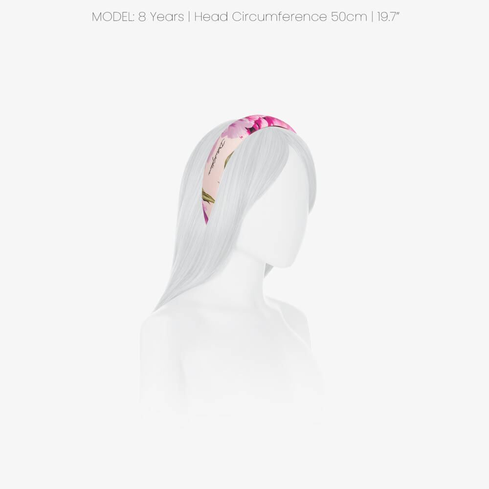 Dolce & Gabbana-Girls Pink Peony Print Cotton Hairband | Childrensalon