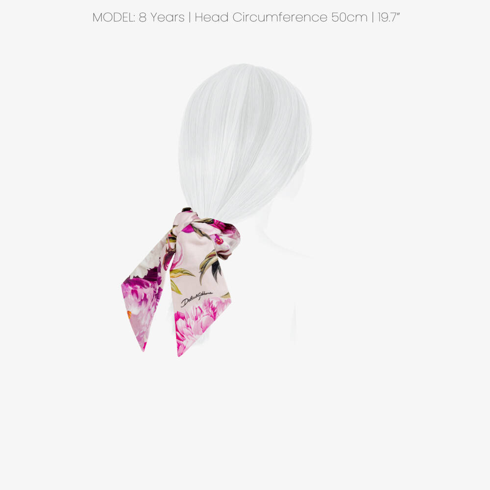 Dolce & Gabbana-Girls Pink Peony Print Cotton Scrunchie | Childrensalon