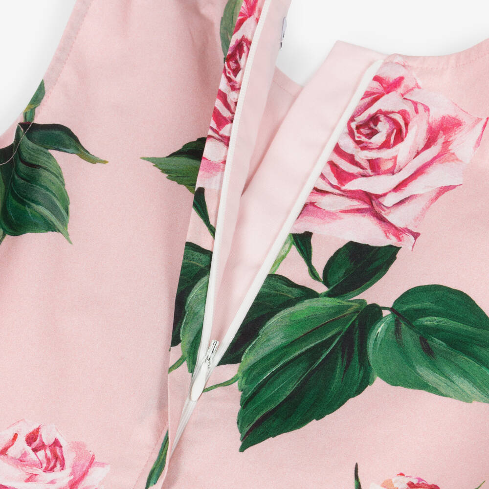 Dolce & Gabbana-Girls Pink Roses Sleeveless Dress | Childrensalon