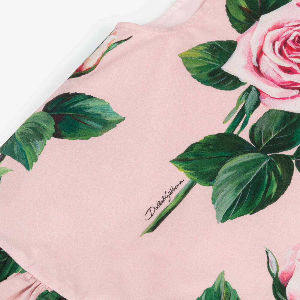 Dolce & Gabbana-Girls Pink Roses Sleeveless Dress | Childrensalon