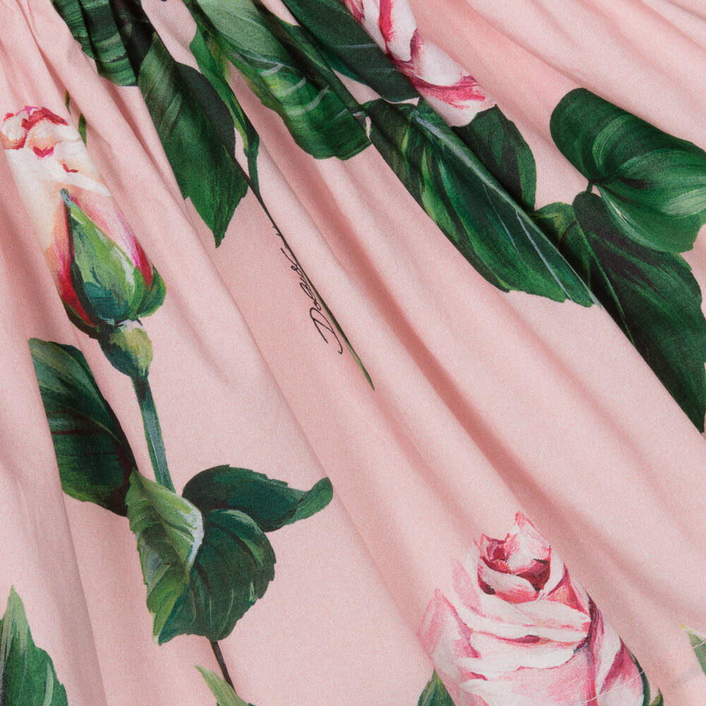 Dolce & Gabbana-Girls Pink Roses Sleeveless Dress | Childrensalon