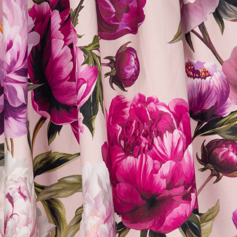 Dolce & Gabbana-Girls Pink & White Peony Print Dress | Childrensalon