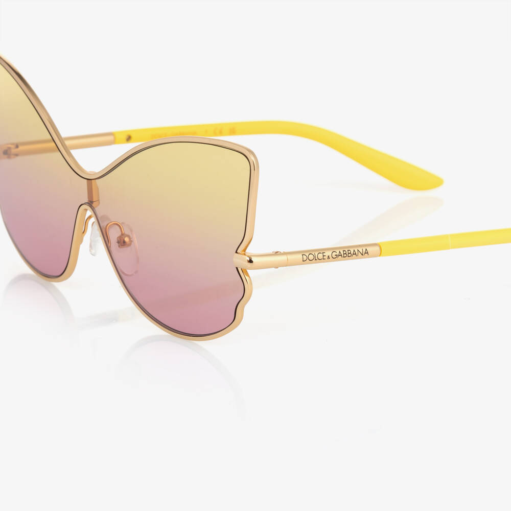 Dolce & Gabbana-Girls Pink & Yellow Butterfly Sunglasses | Childrensalon