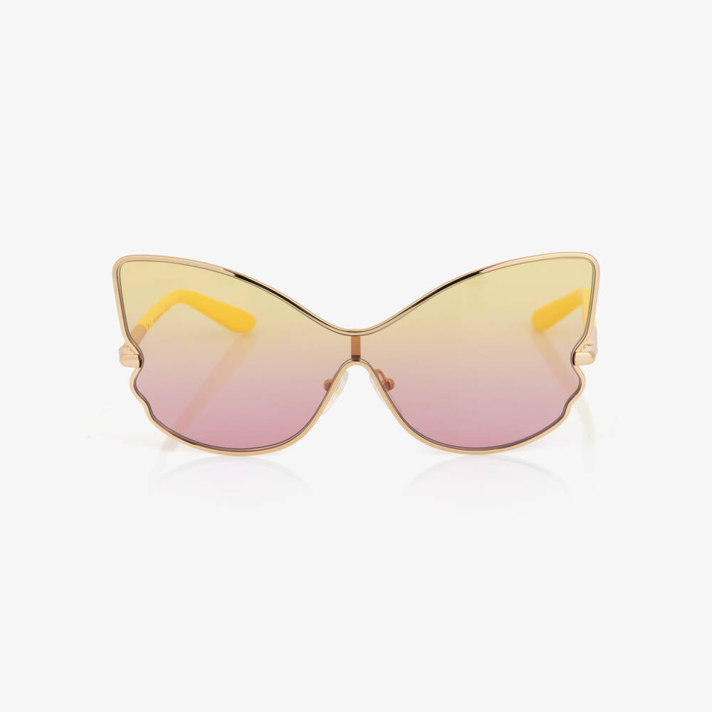 Dolce & Gabbana-Girls Pink & Yellow Butterfly Sunglasses | Childrensalon