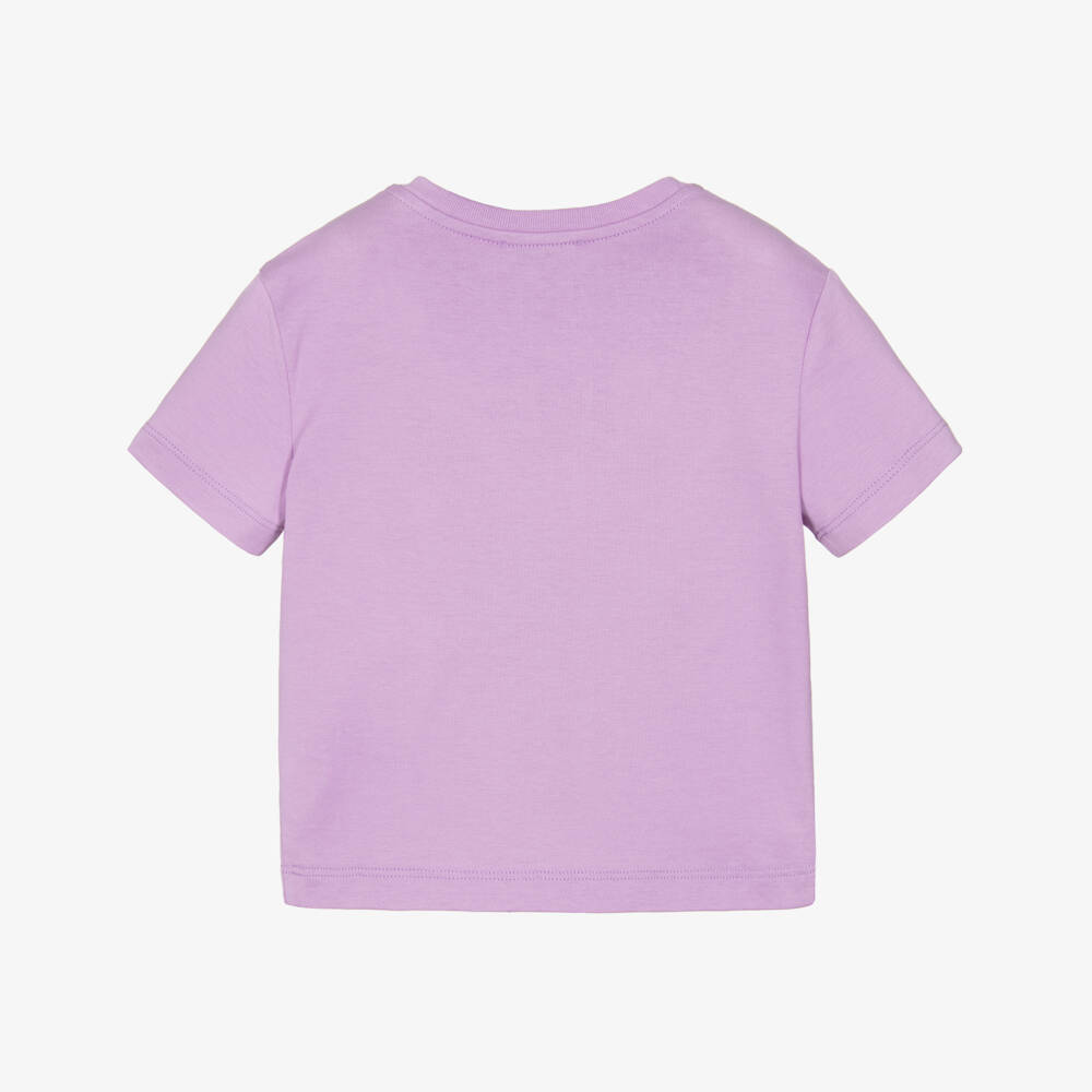 Dolce & Gabbana - Girls Purple Cotton Rhinestone DG Logo T Dolce & Gabbana - Girls Purple Cotton Rhinestone DG Logo T