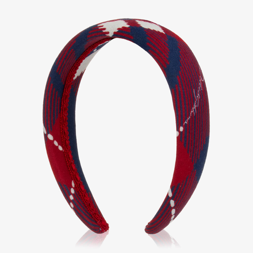 Dolce & Gabbana-Girls Red & Navy Blue Tartan Check Hairband | Childrensalon