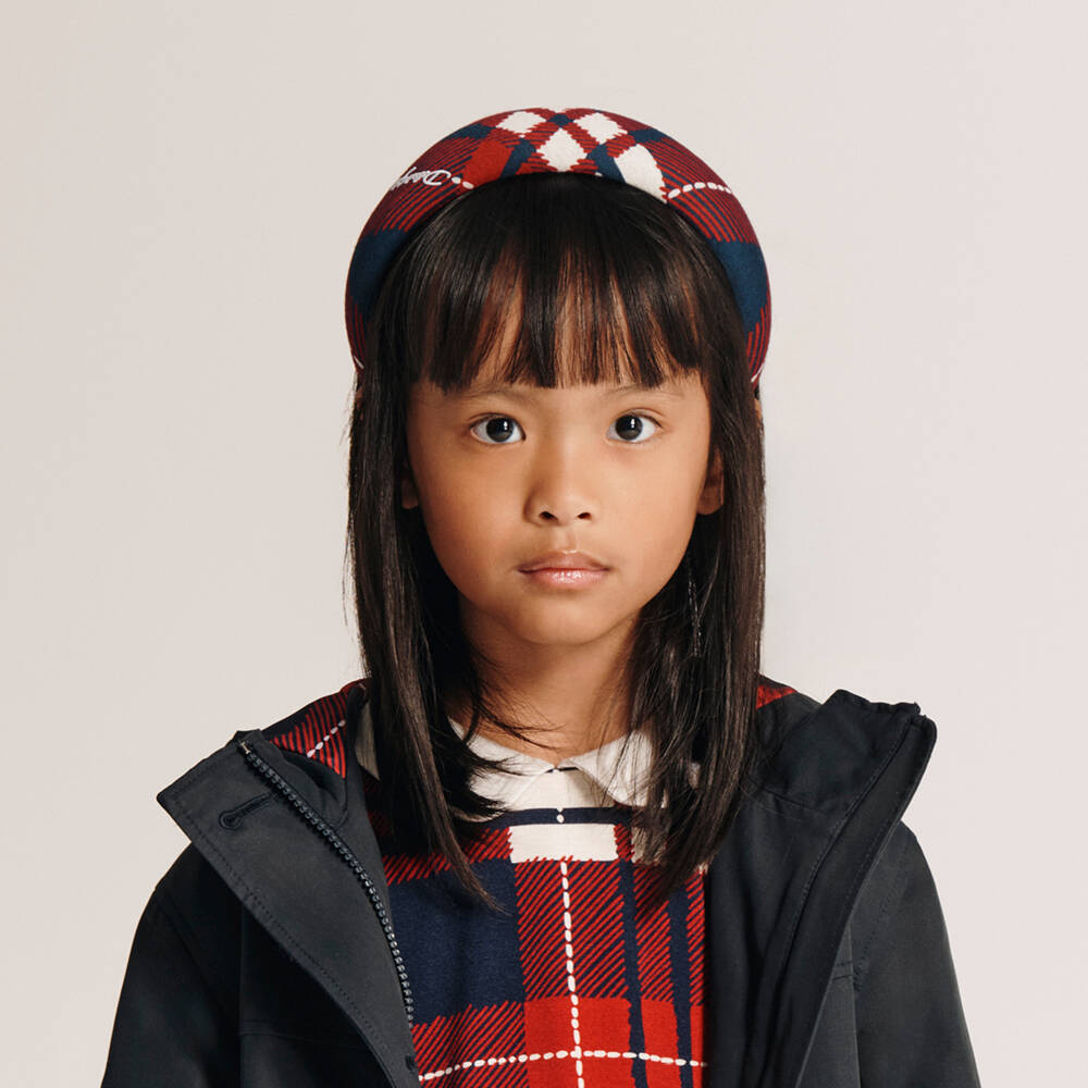 Dolce & Gabbana-Girls Red & Navy Blue Tartan Check Hairband | Childrensalon