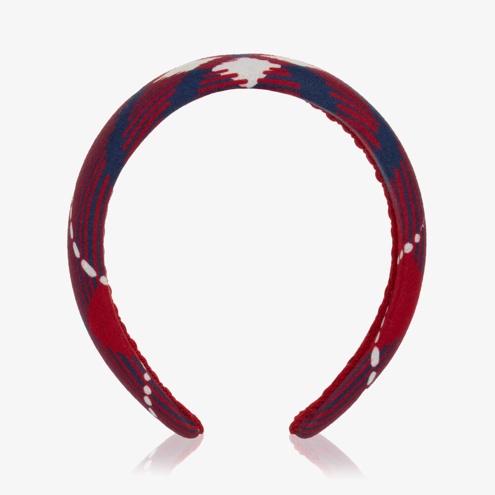 Dolce & Gabbana-Girls Red & Navy Blue Tartan Check Hairband | Childrensalon