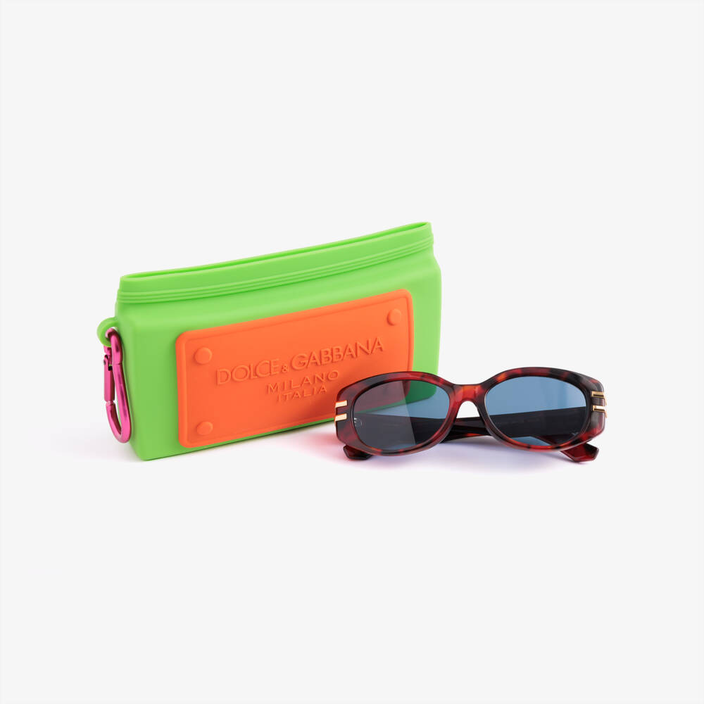 Dolce & Gabbana-Girls Red Tortoiseshell Oval Sunglasses | Childrensalon