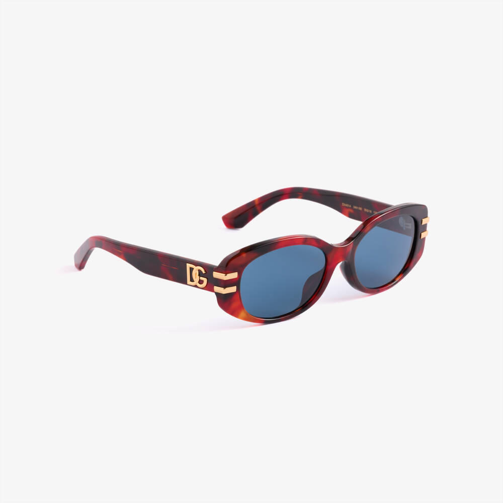Dolce & Gabbana-Girls Red Tortoiseshell Oval Sunglasses | Childrensalon