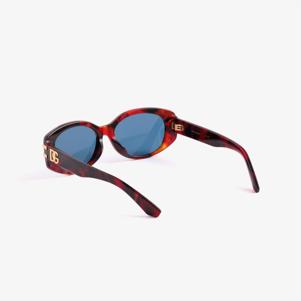 Dolce & Gabbana-Girls Red Tortoiseshell Oval Sunglasses | Childrensalon