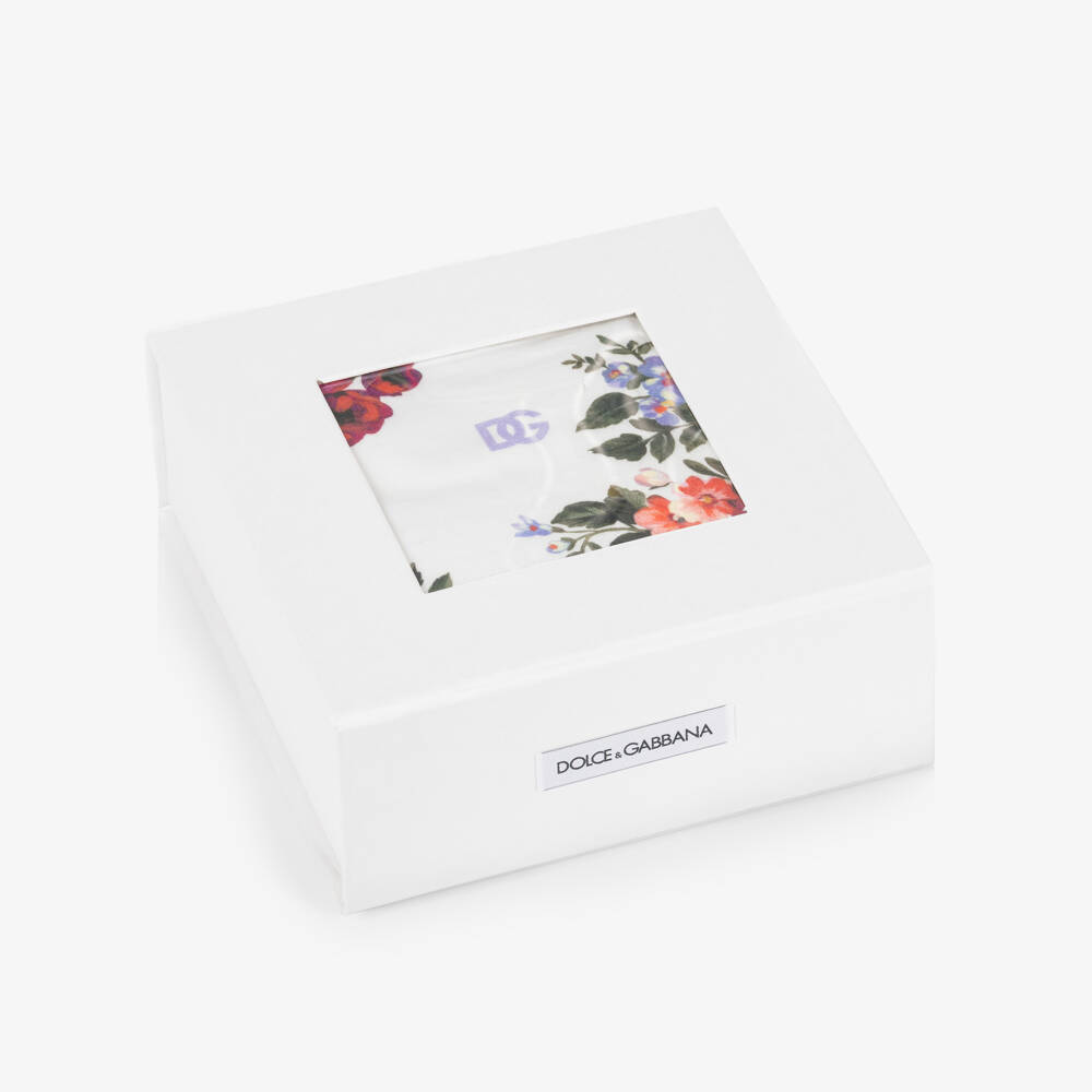 Dolce & Gabbana-طقم أفارول قطن لون أبيض للبنات الرضع | Childrensalon