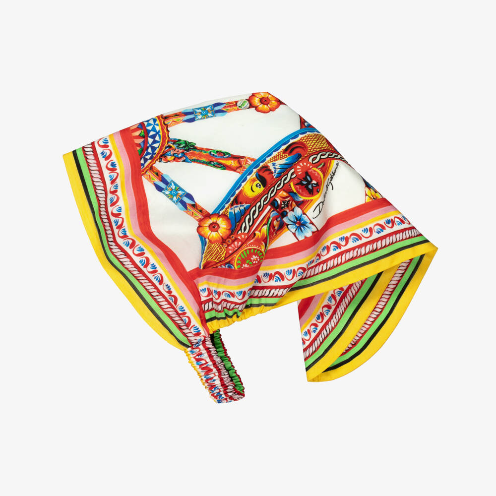 Dolce & Gabbana-Girls White Carretto Print Bandana Headband | Childrensalon
