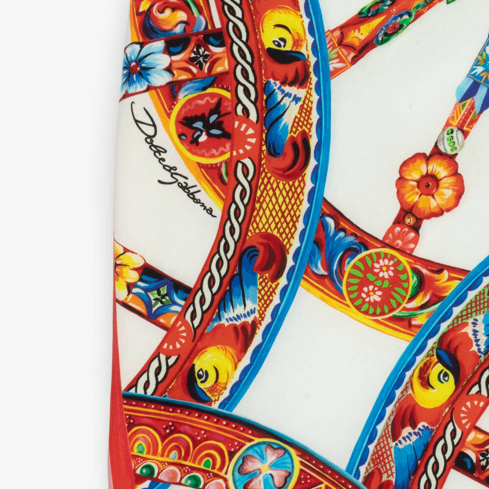 Dolce & Gabbana-Girls White Carretto Print Bandana Headband | Childrensalon