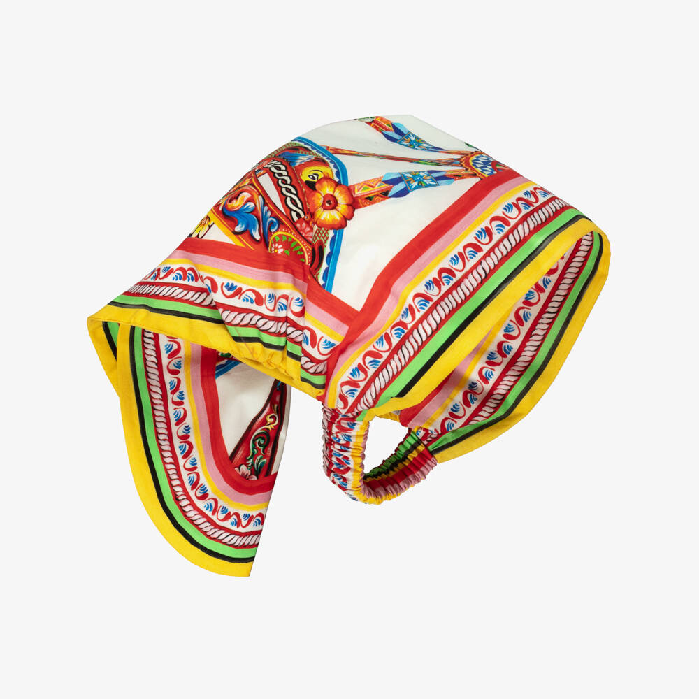 Dolce & Gabbana-Girls White Carretto Print Bandana Headband | Childrensalon