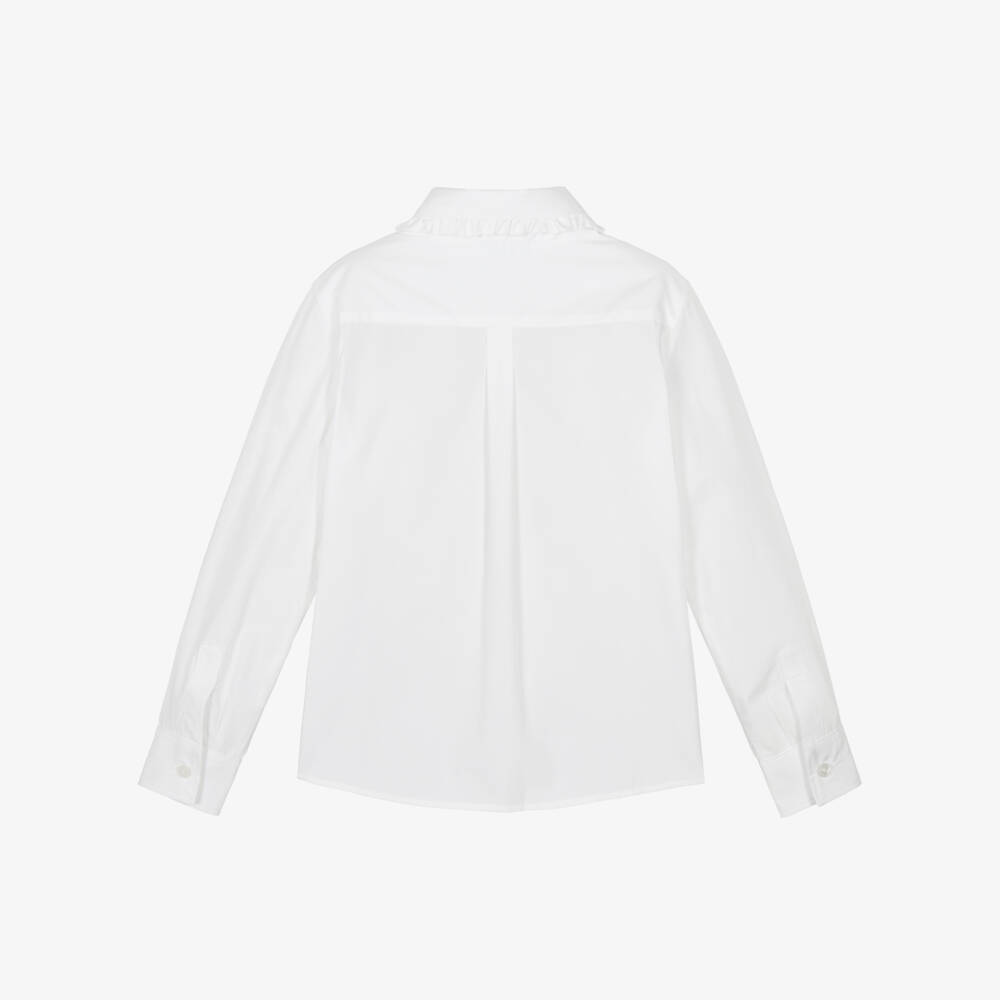Dolce & Gabbana-Girls White Cotton Blouse with Ruffle Collar | Childrensalon