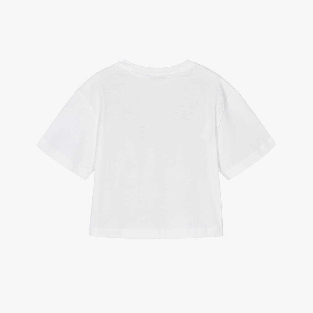 Dolce & Gabbana-Girls White Cotton Carretto Tassel T-Shirt | Childrensalon