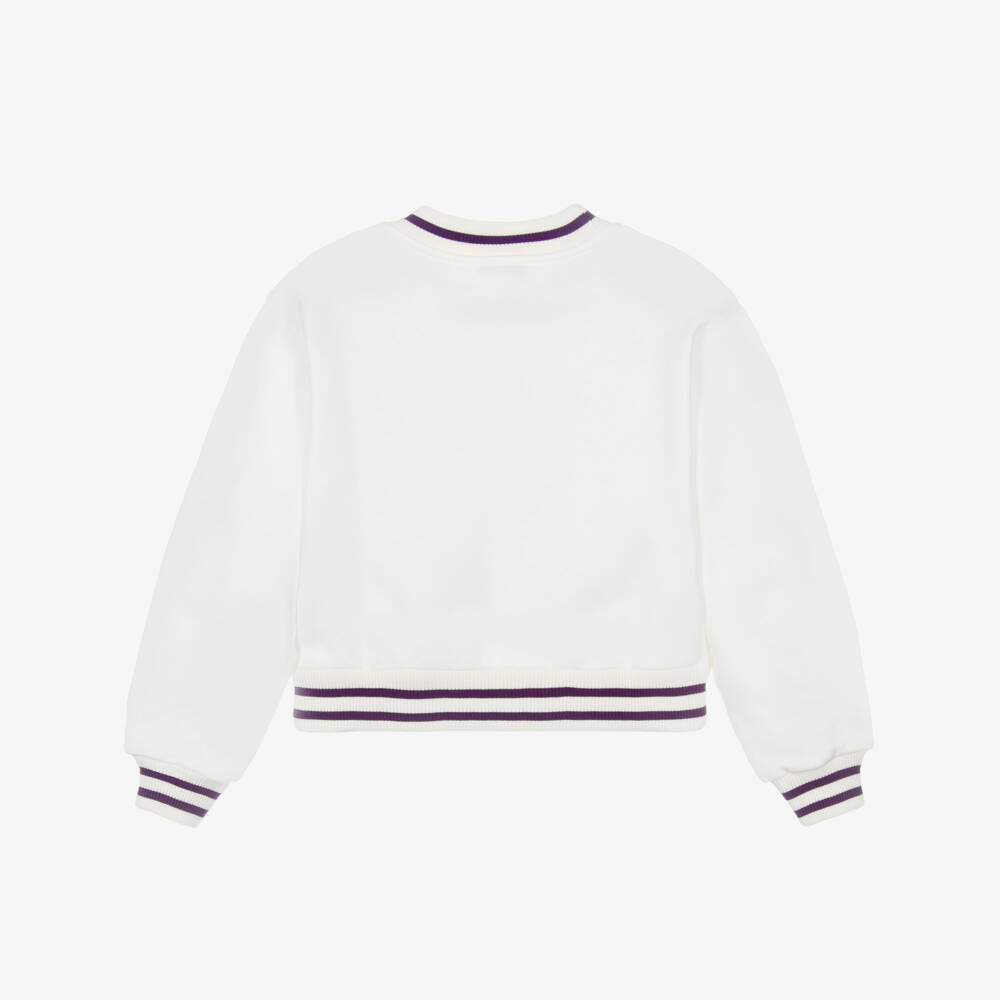 Dolce & Gabbana-Girls White Cotton Majolica Print Logo Sweatshirt | Childrensalon