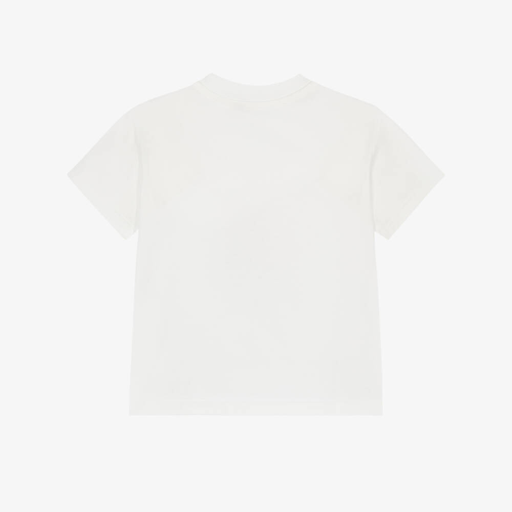 Dolce & Gabbana-Girls White Cotton T-Shirt with Hydrangea Print | Childrensalon