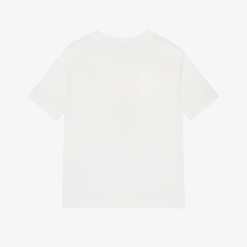 Dolce & Gabbana-Girls White Cotton T-Shirt with Hydrangea Print | Childrensalon