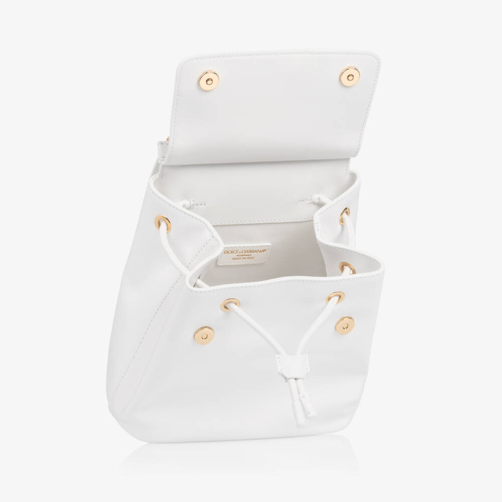 Dolce & Gabbana-Рюкзак белый кожаный для девочек (21см) | Childrensalon