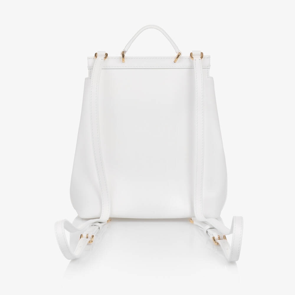 Dolce & Gabbana-Рюкзак белый кожаный для девочек (21см) | Childrensalon