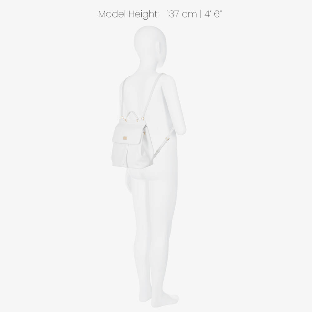 Dolce & Gabbana-Рюкзак белый кожаный для девочек (21см) | Childrensalon