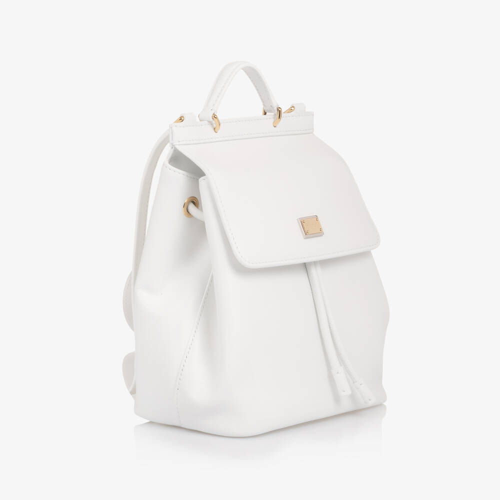 Dolce & Gabbana-Рюкзак белый кожаный для девочек (21см) | Childrensalon