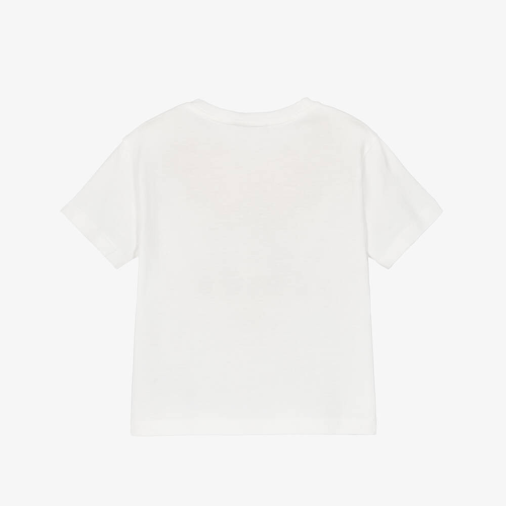 Dolce & Gabbana-Girls White Majolica Print T-Shirt with Sequin Embroidery | Childrensalon