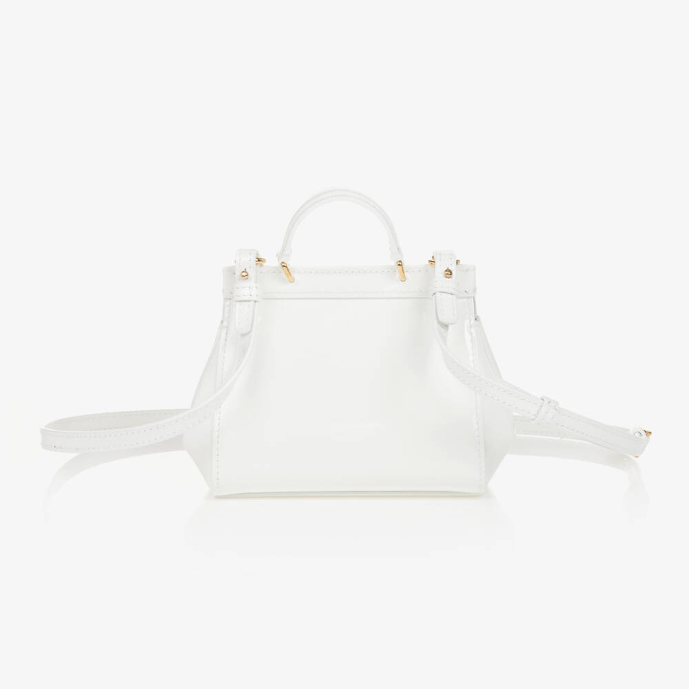 Dolce & Gabbana-Girls White Patent Leather Sicily Bag (14cm) | Childrensalon