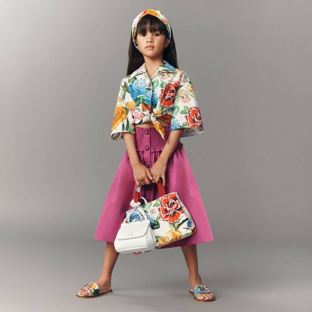 Dolce & Gabbana-Girls White Patent Leather Sicily Bag (14cm) | Childrensalon