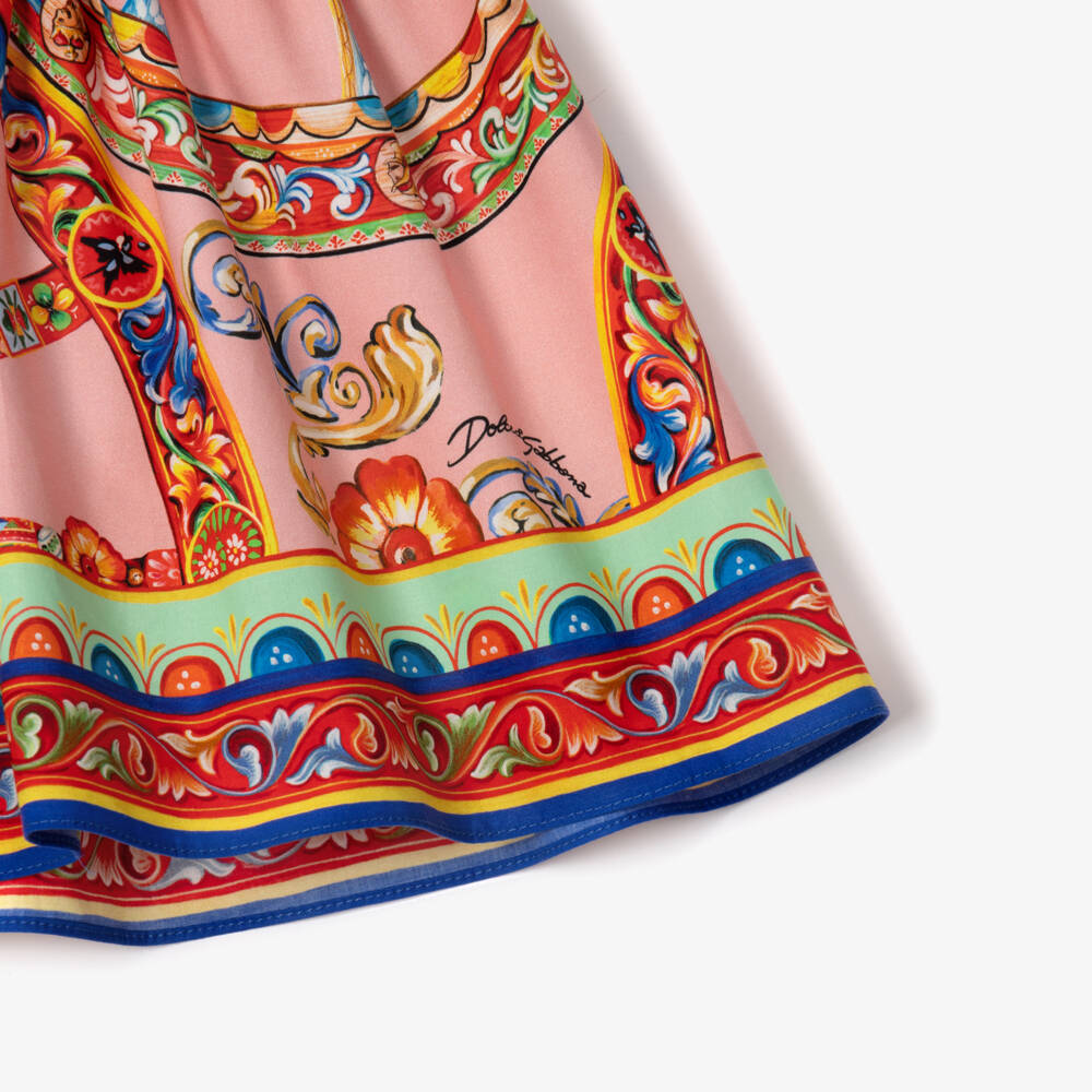 Dolce & Gabbana-Girls White & Pink Carretto Print Dress | Childrensalon
