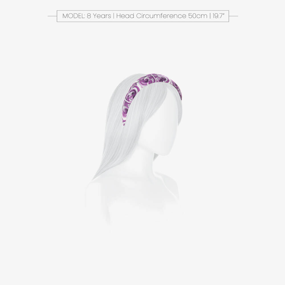 Dolce & Gabbana-Girls White & Purple Majolica Print Hairband | Childrensalon