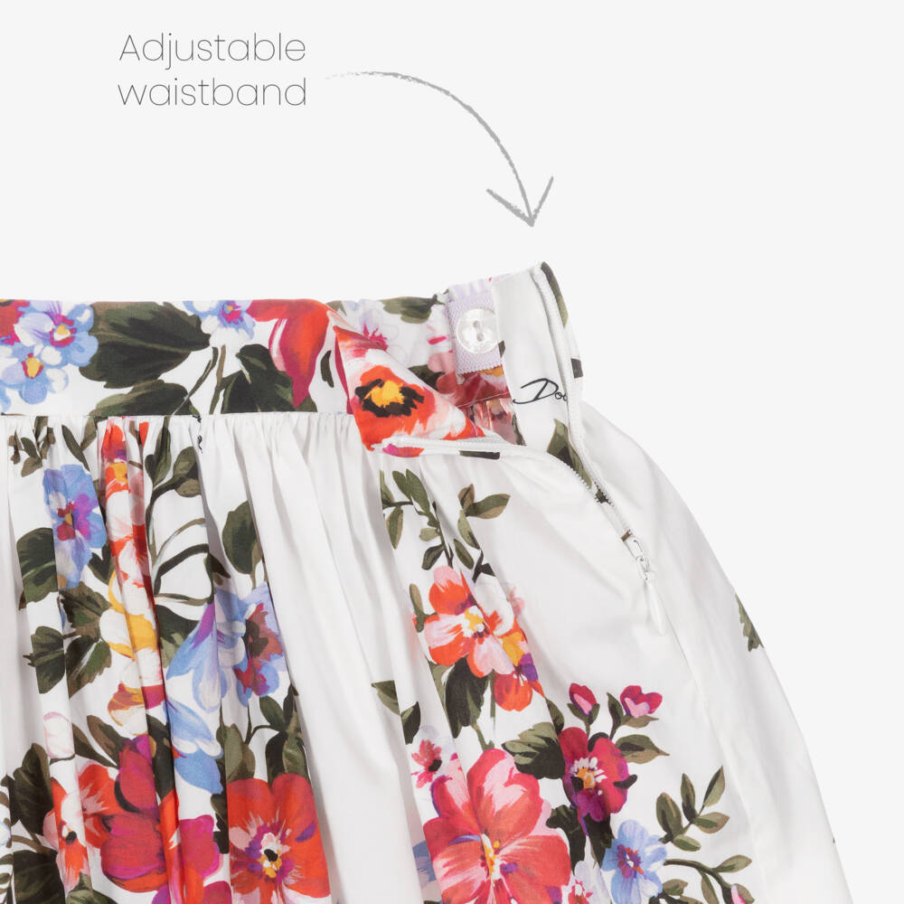 Dolce & Gabbana-Макси-юбка бело-красная с цветами хлопковая для девочек | Childrensalon