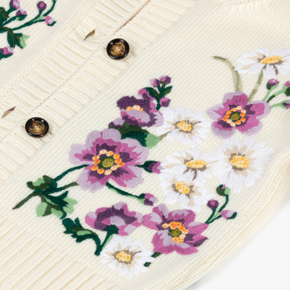 Dolce & Gabbana-كارديغان صوف محبوك لون أبيض للبنات | Childrensalon