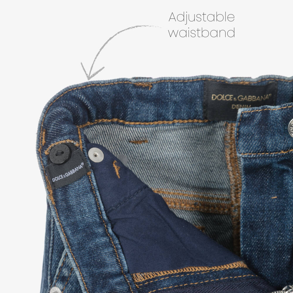 Dolce & Gabbana-Джинсы широкие из синего денима для девочек | Childrensalon