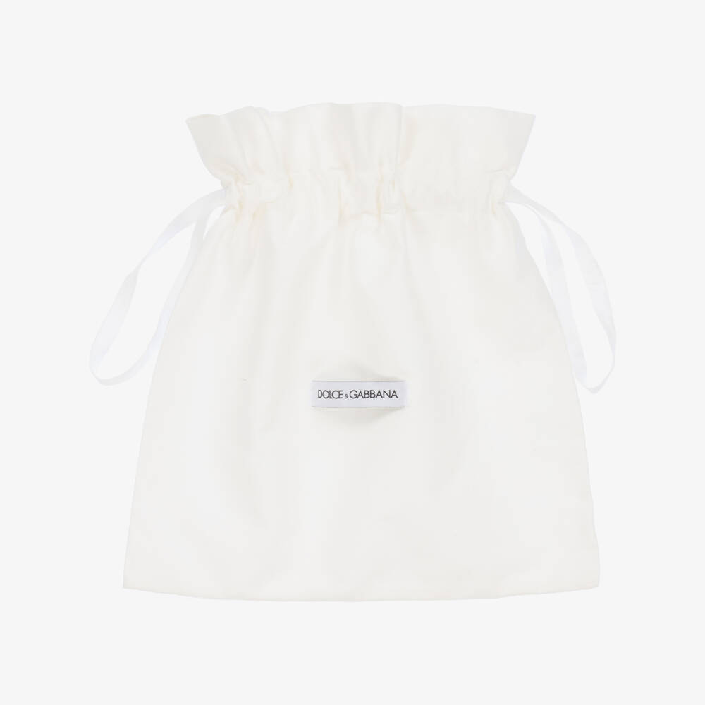 Dolce & Gabbana-حذاء رياضي جلد وشبك لون أبيض ورمادي للأطفال الرضع | Childrensalon