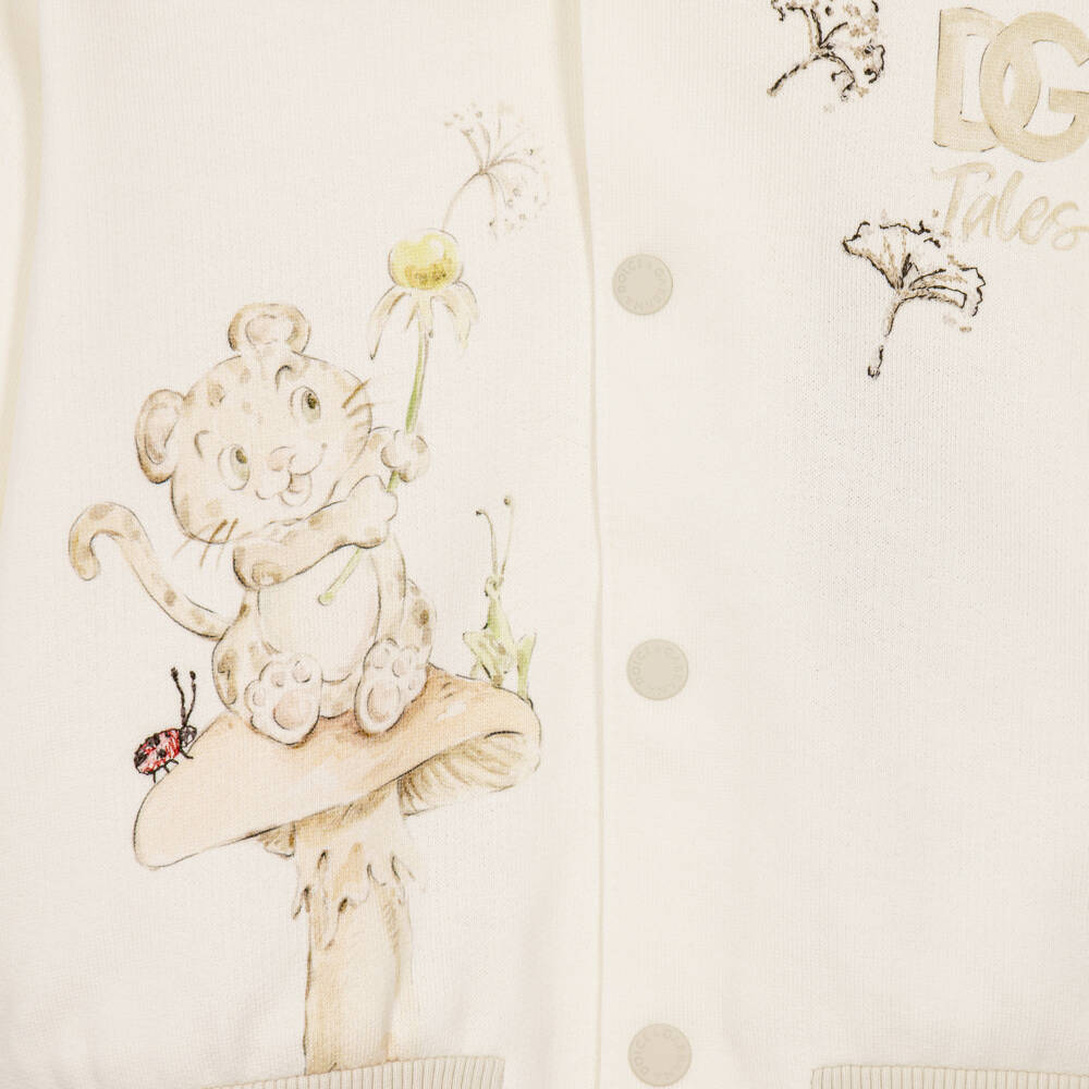 Dolce & Gabbana-Ivory & Beige Leopard Cub Hoodie | Childrensalon
