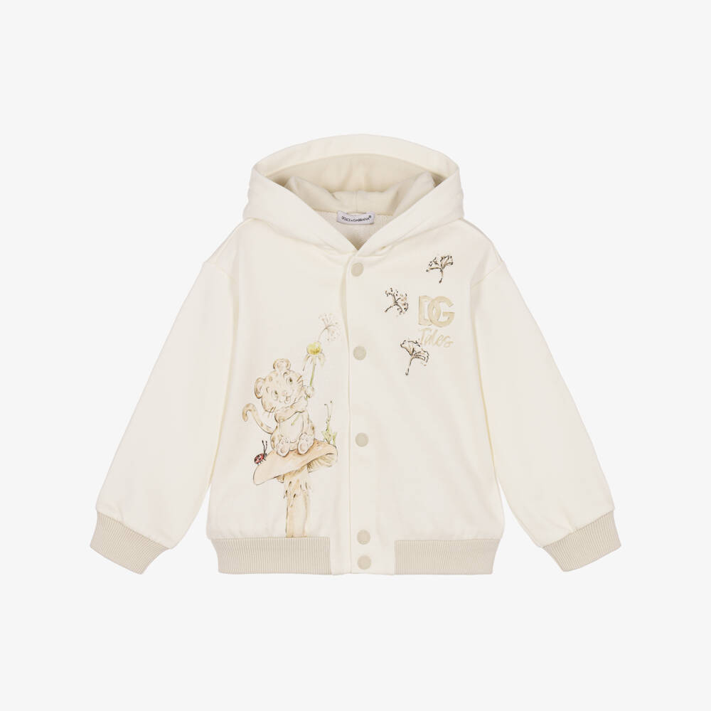 Dolce & Gabbana-Ivory & Beige Leopard Cub Hoodie | Childrensalon