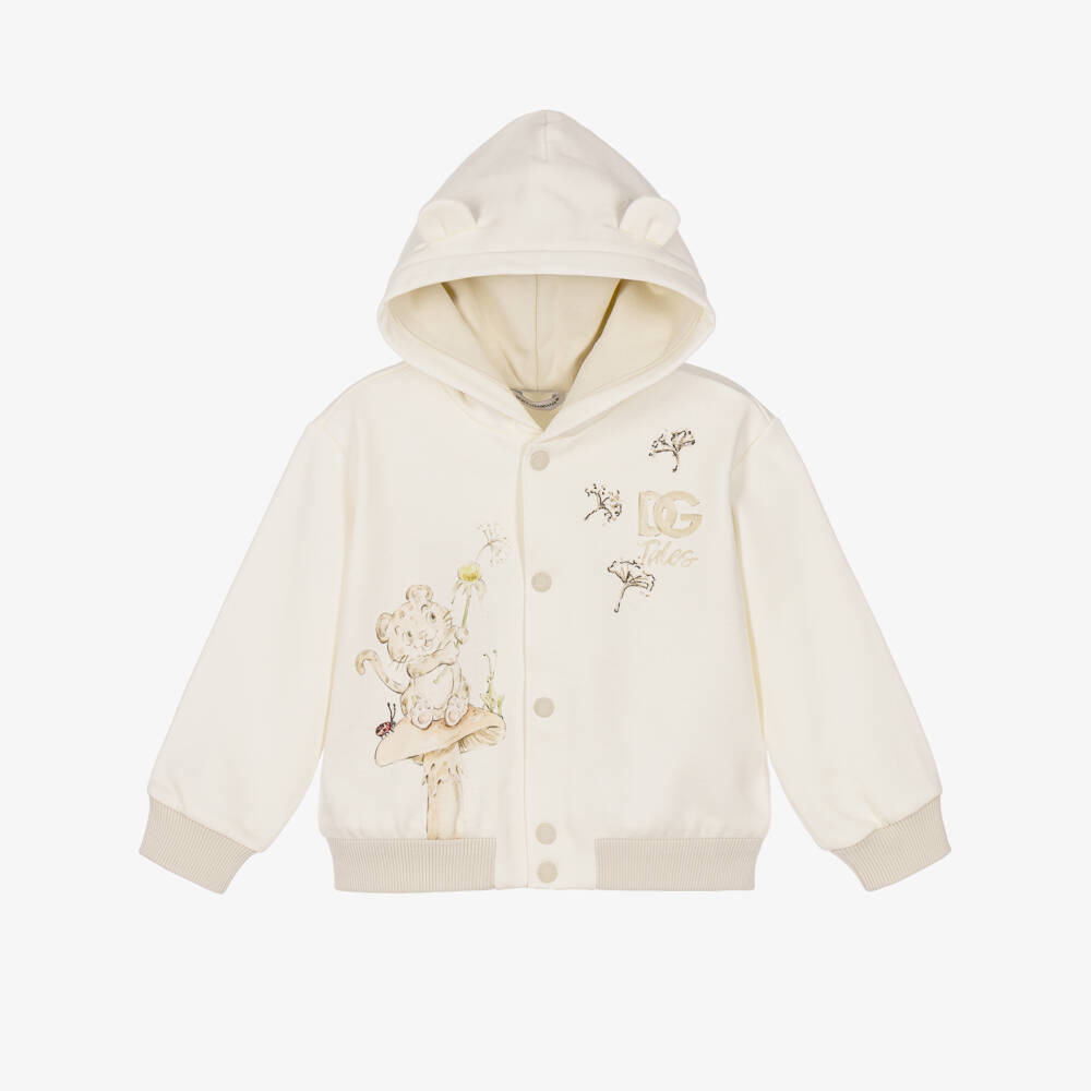 Dolce & Gabbana-Ivory & Beige Leopard Cub Hoodie | Childrensalon