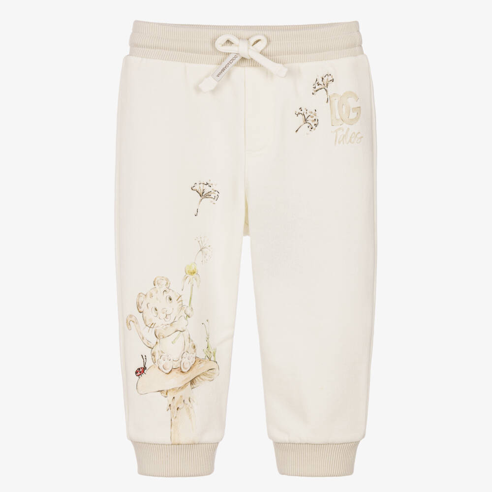 Dolce & Gabbana-Ivory & Beige Leopard Cub Joggers | Childrensalon