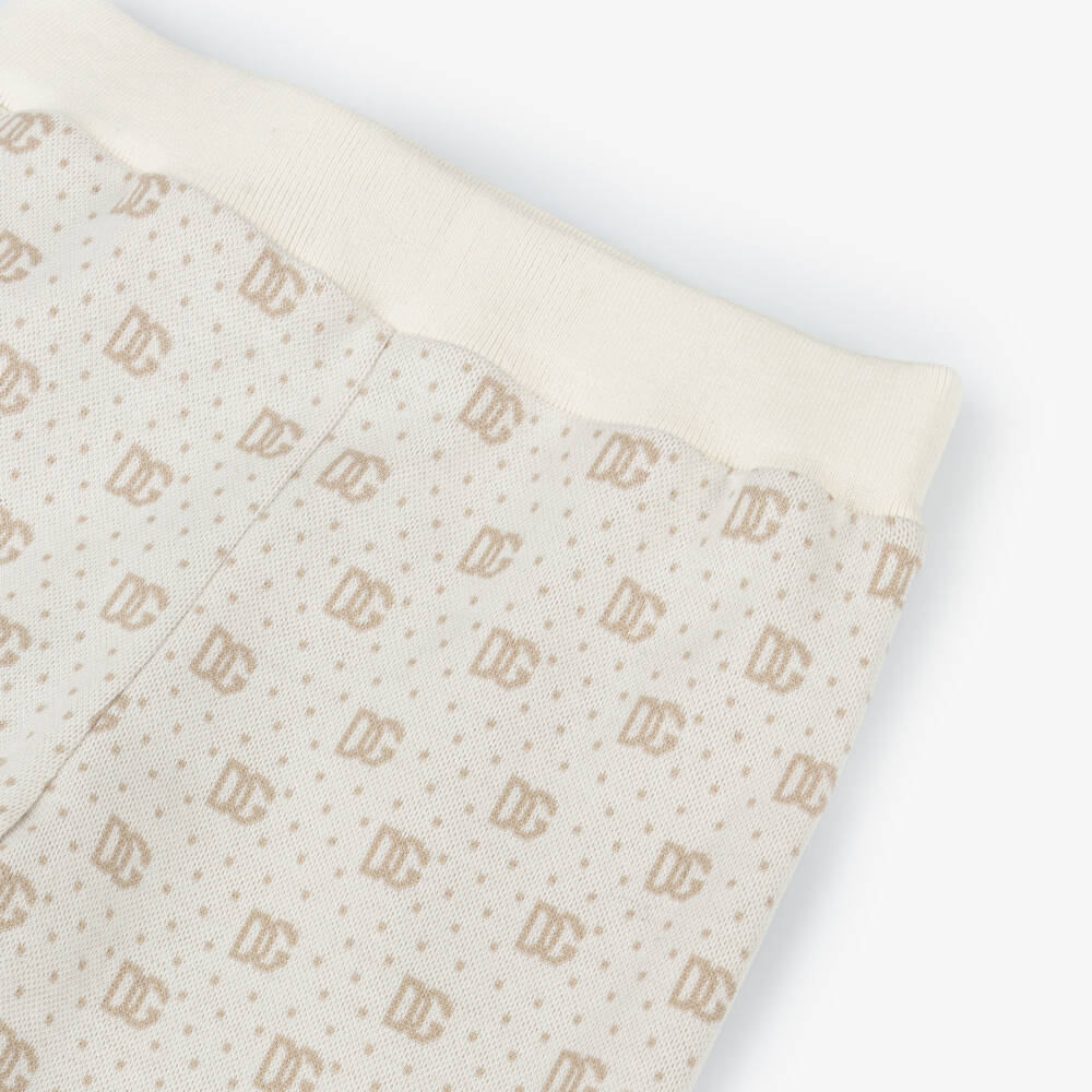Dolce & Gabbana-Ivory & Beige Logo Cotton Joggers | Childrensalon