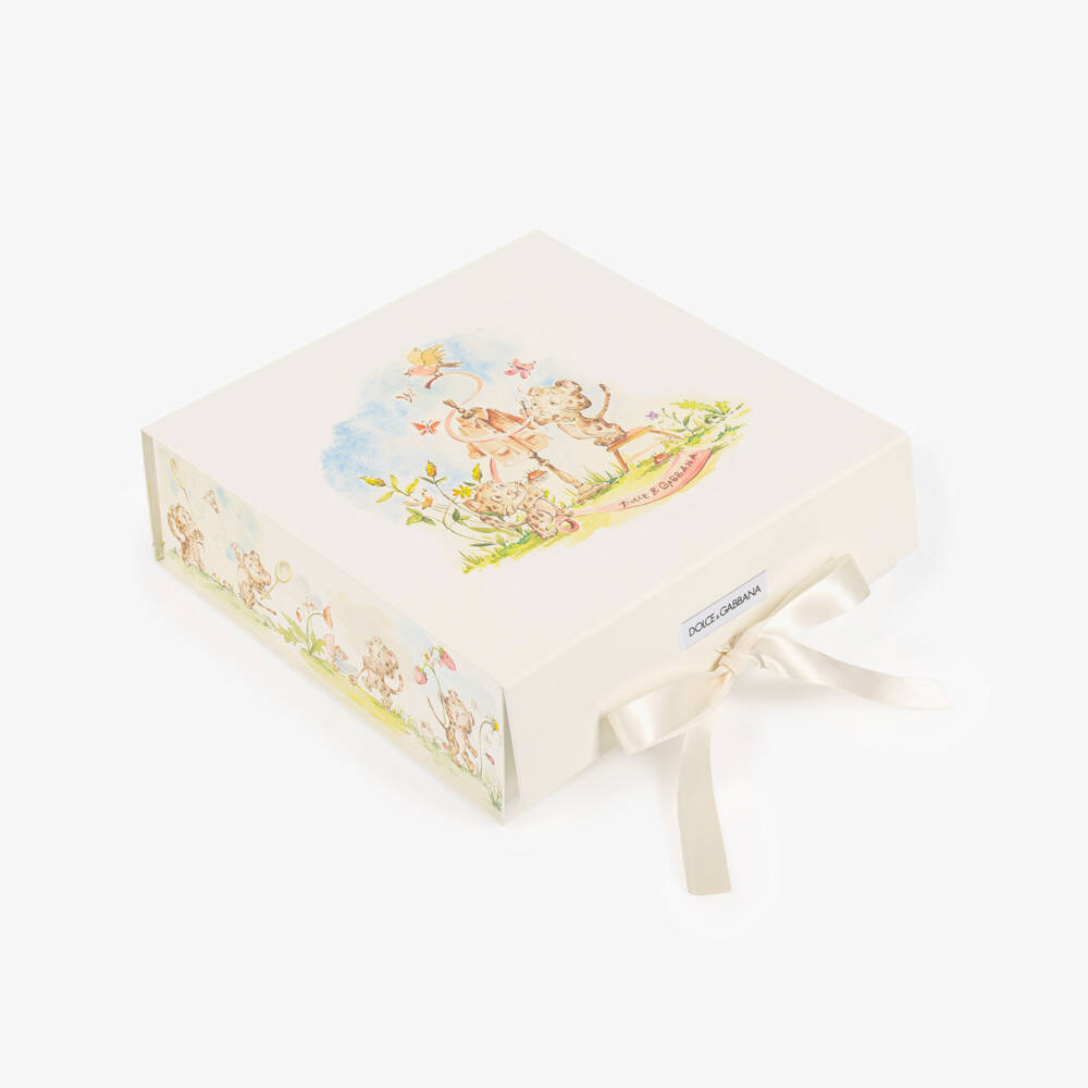 Dolce & Gabbana-Ivory & Blue Leopard Babysuit Gift Set | Childrensalon